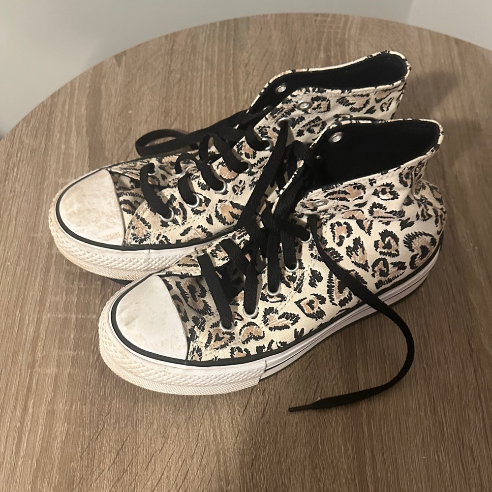 Converse Leopard Print High-Tops with Black and White Accents